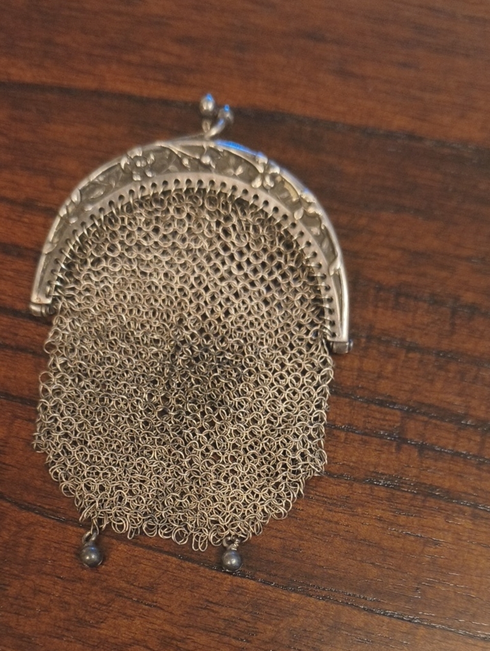 Vintage Silver-Tone Chain Mesh Pendant Necklace